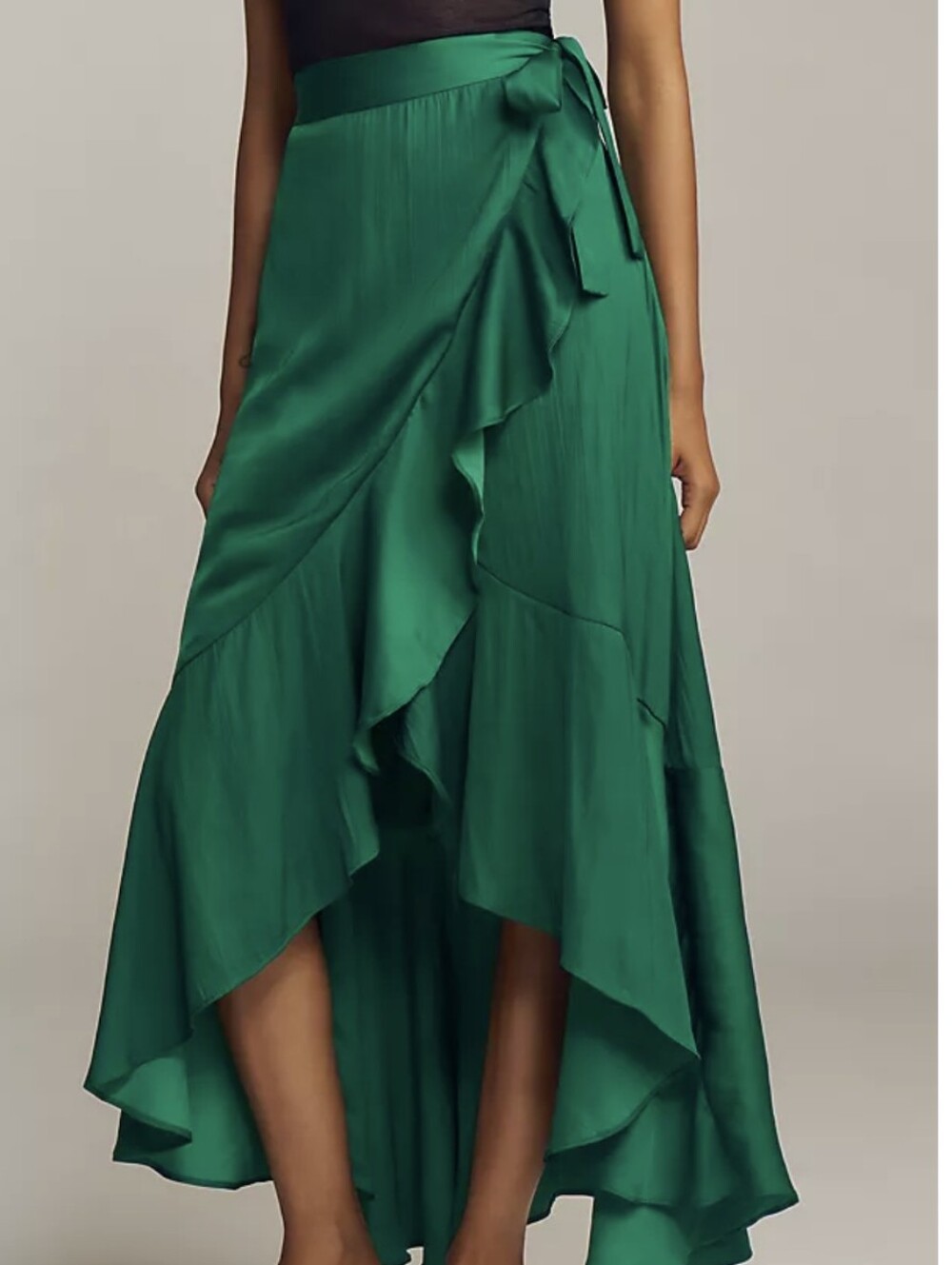 Anthropologie Maeve Ruffled WrapMaxi Skirt Evergreen - Picture 1 of 13
